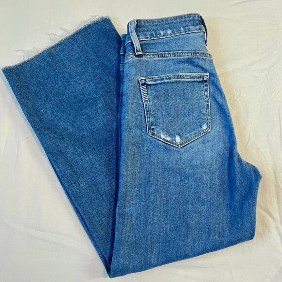 Paige Anessa Cropped Jeans Size 26 Raw Hem Medium Wash - Picture 5 of 9